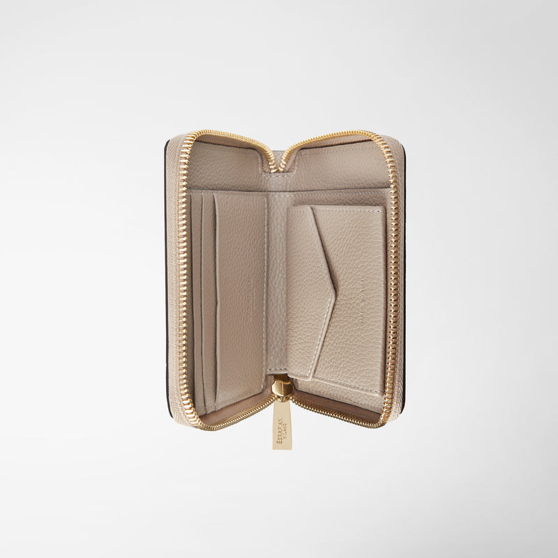 Serapian Portafoglio mini con zip in pelle rugiada sahara Moda