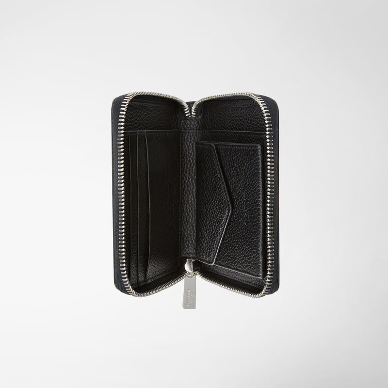 Serapian Portafoglio mini con zip in pelle rugiada nero 2025