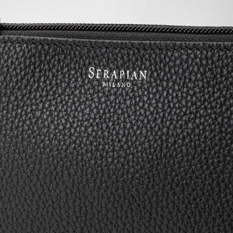 Serapian Pouch with zip in cachemire leather black Negozi Online