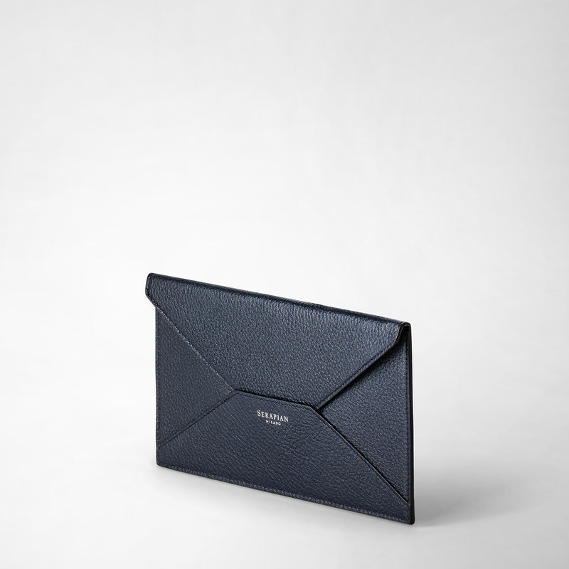 Serapian Pouch in cachemire leather navy blue Presa