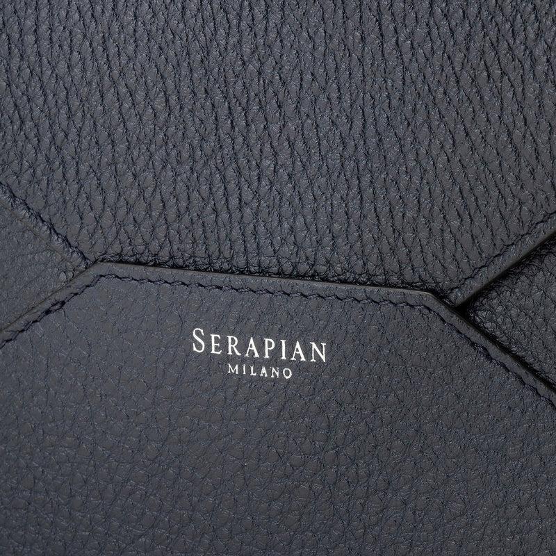 Serapian Pouch in cachemire leather navy blue Presa