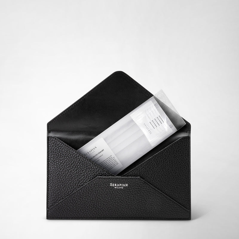 Serapian Pouch in cachemire leather black In Vendita