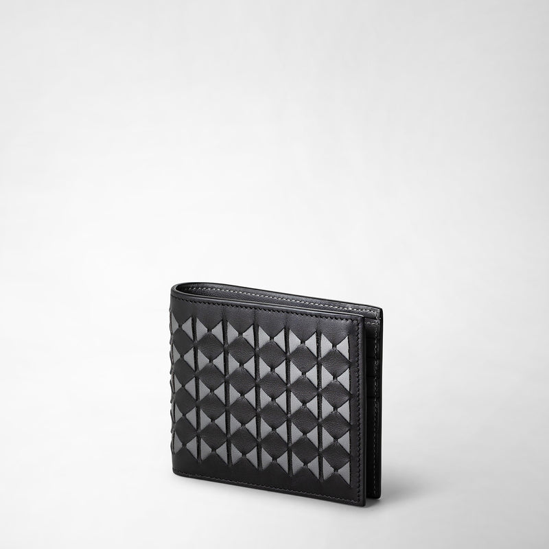 Serapian 8-card billfold in mosaico black and asphalt gray Online
