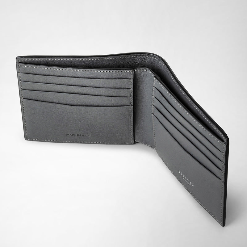 Serapian 8-card billfold in mosaico black and asphalt gray Online