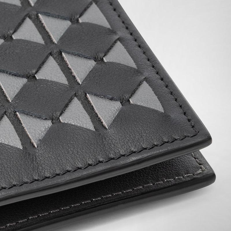 Serapian 8-card billfold in mosaico black and asphalt gray Online