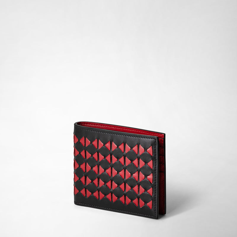 Serapian 8-card billfold in mosaico black and amaranth Outlet