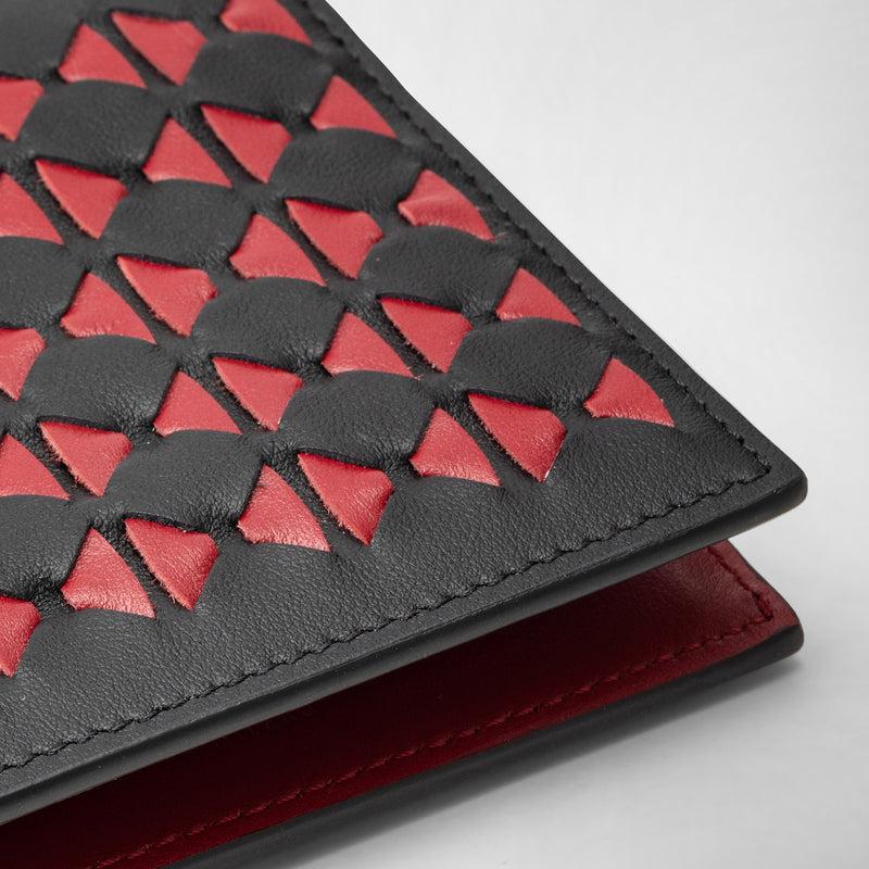 Serapian 8-card billfold in mosaico black and amaranth Outlet