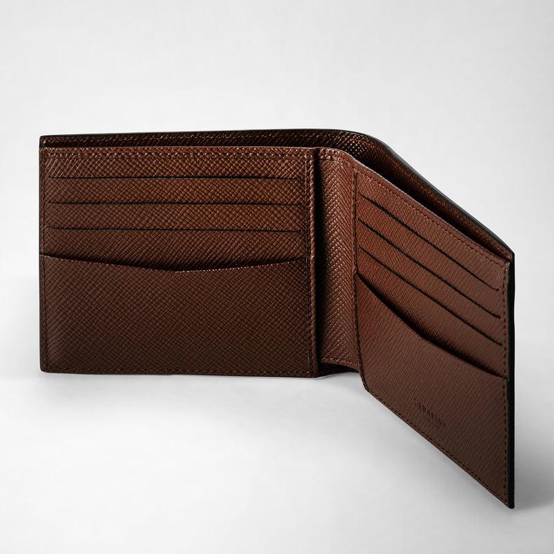 Serapian 8-card billfold wallet in evoluzione leather burgundy Vendita Calda