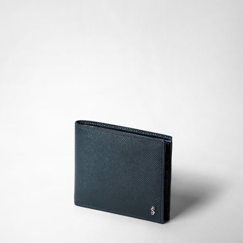 Serapian Portafoglio 8 carte pelle evoluzione blu navy Vendita Economica
