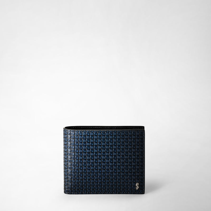 Serapian Portafoglio per 8 carte in stepan blu oceano-nero