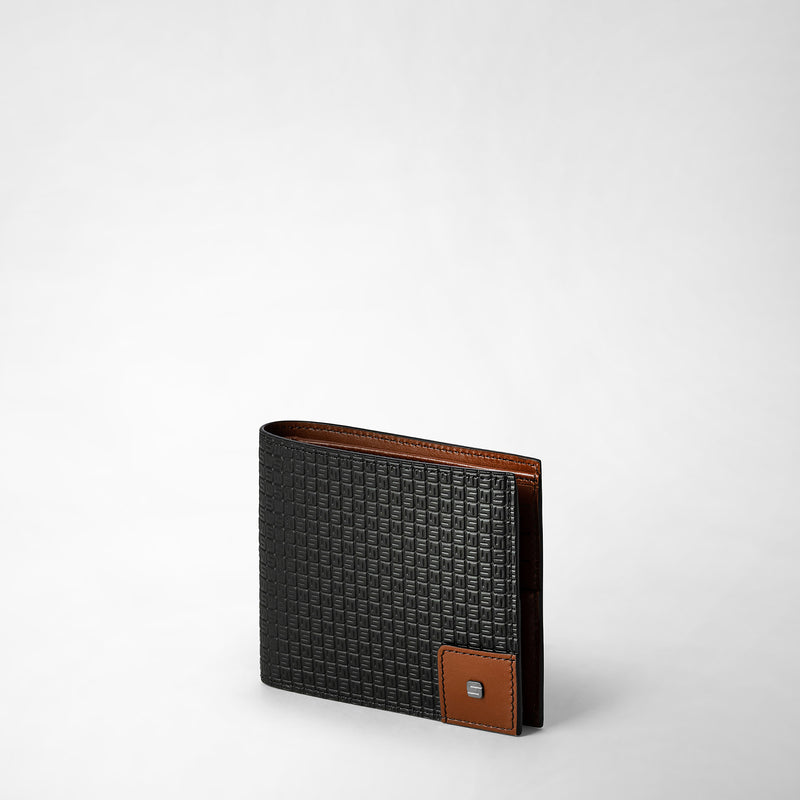 Serapian 8-card billfold wallet in stepan black cuoio Vendite Flash
