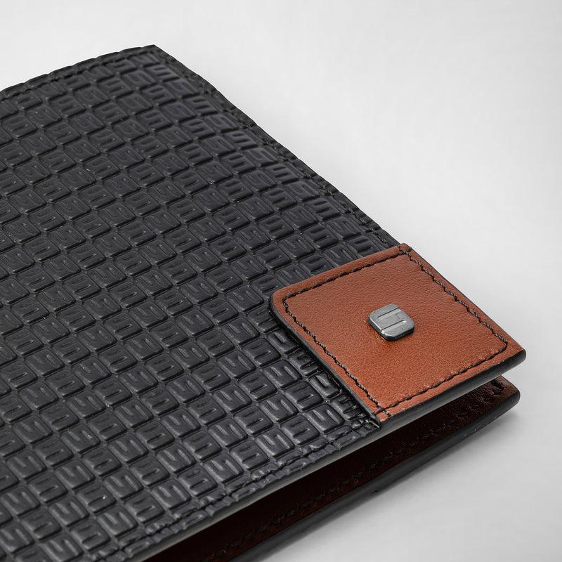 Serapian 8-card billfold wallet in stepan black cuoio Vendite Flash