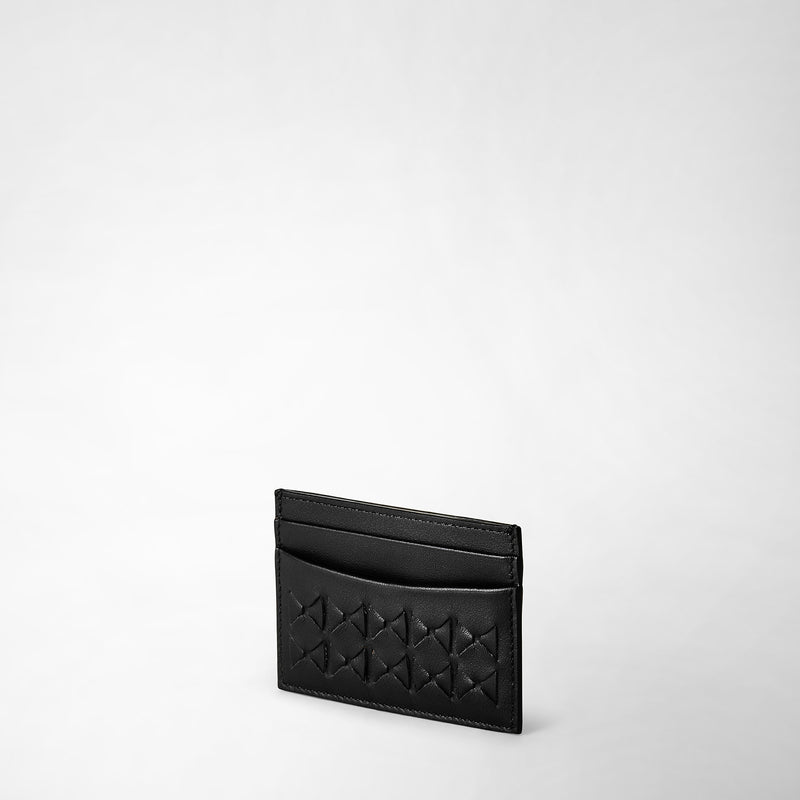Serapian 4-card holder in mosaico black 2025