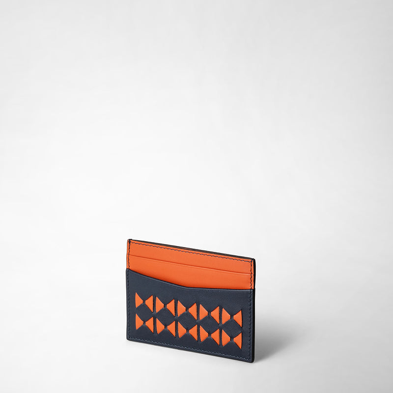 Serapian 4-card holder in mosaico navy blue orange Fino Al -60%
