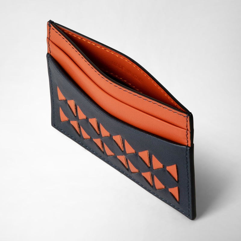 Serapian 4-card holder in mosaico navy blue orange Fino Al -60%