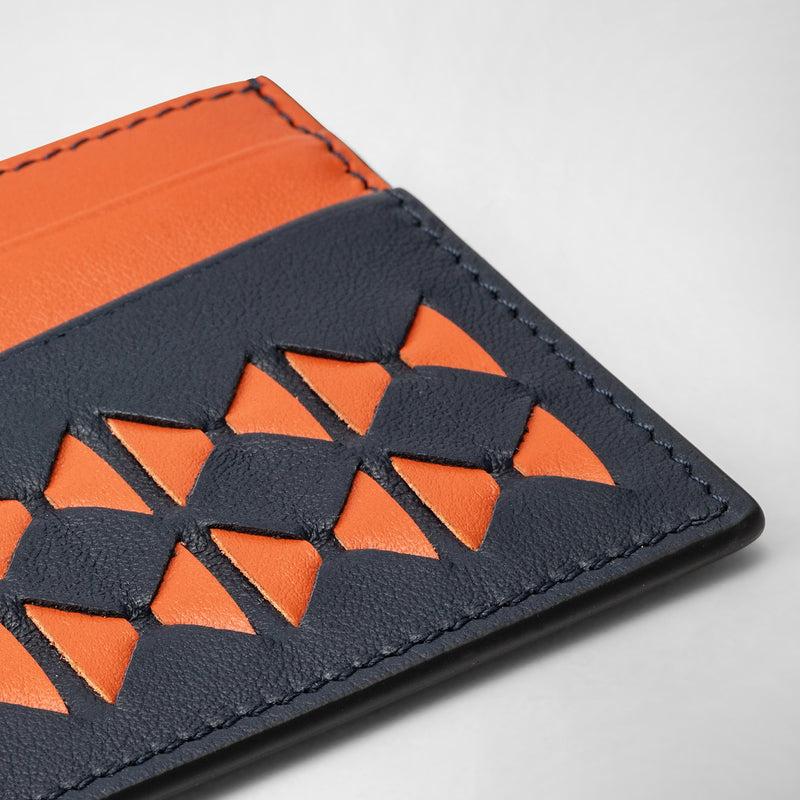 Serapian 4-card holder in mosaico navy blue orange Fino Al -60%