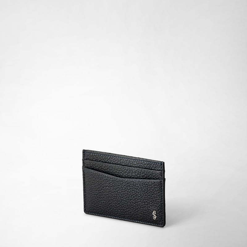 Serapian Portacarte per 4 carte in pelle cachemire blu Sottocosto