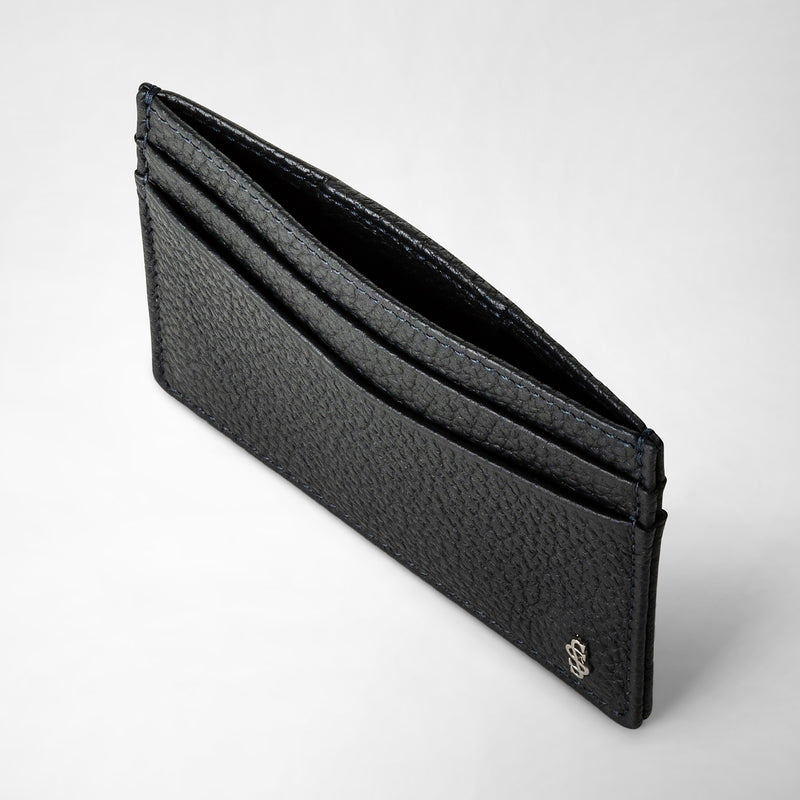 Serapian Portacarte per 4 carte in pelle cachemire blu Sottocosto