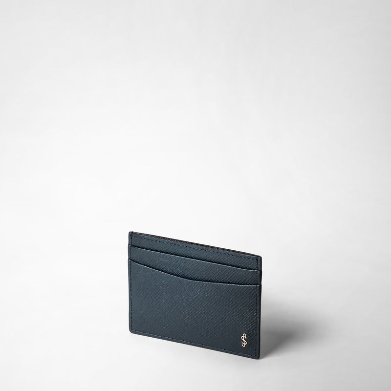 Serapian Portacarte per 4 carte in pelle evoluzione blu navy Online