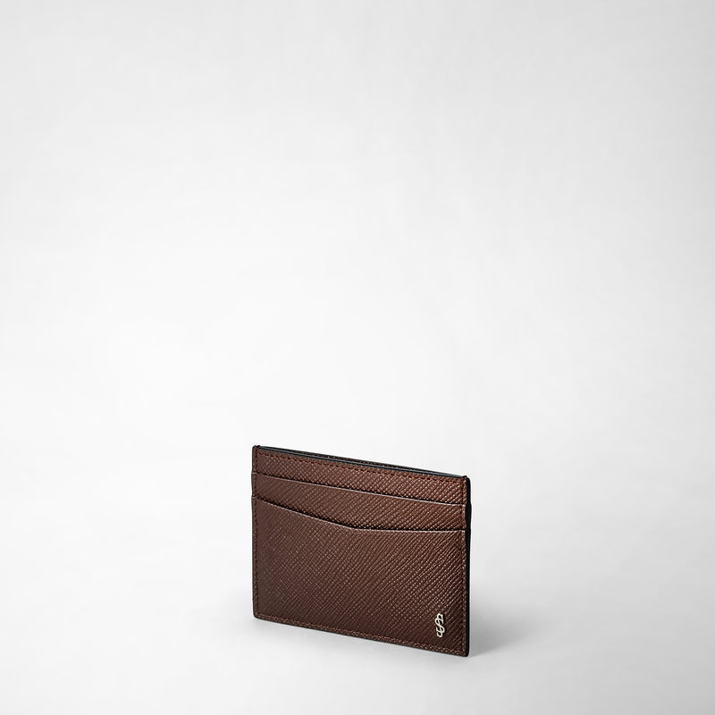 Serapian 4-card holder in evoluzione leather burgundy Outlet