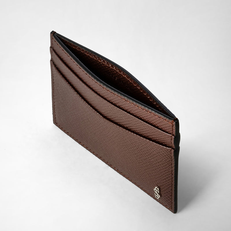Serapian 4-card holder in evoluzione leather burgundy Outlet