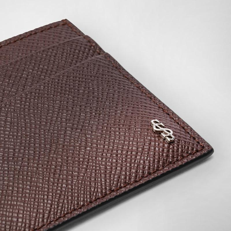Serapian 4-card holder in evoluzione leather burgundy Outlet