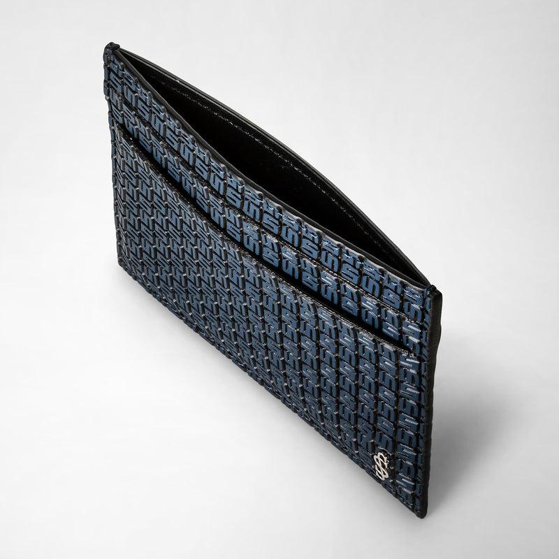 Serapian Portacarte per 4 carte in stepan blu oceano-nero Offerte