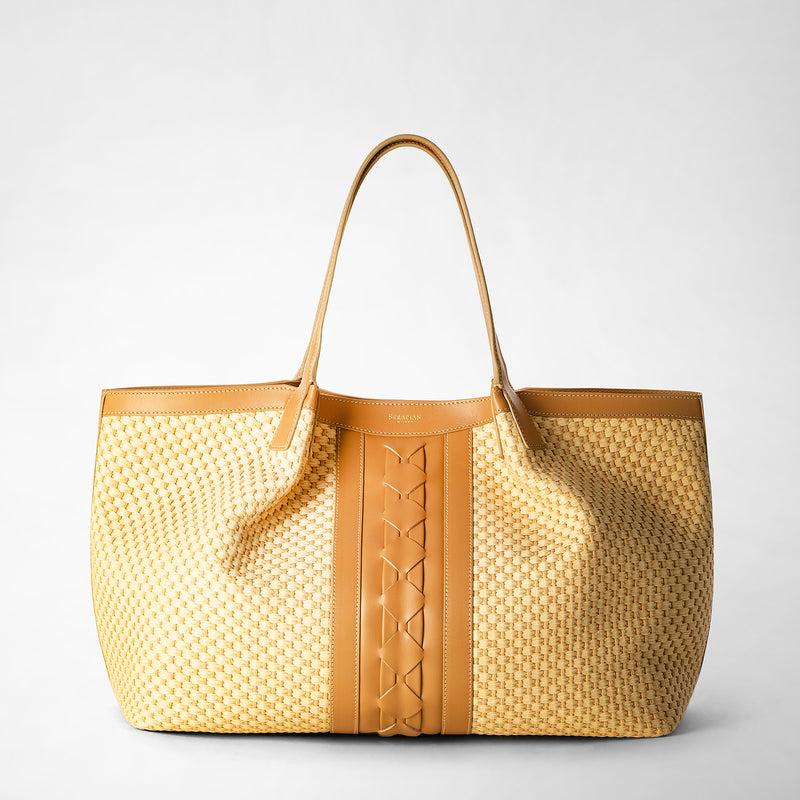 Serapian TOTE BAG SECRET IN RAFIA E PELLE SETA Vendita Calda