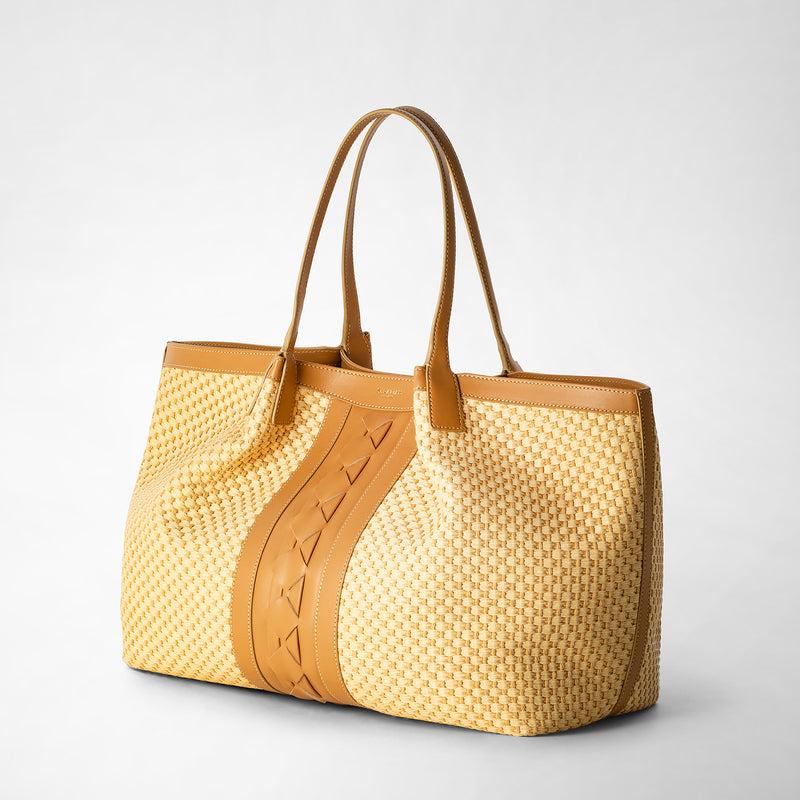 Serapian TOTE BAG SECRET IN RAFIA E PELLE SETA Vendita Calda