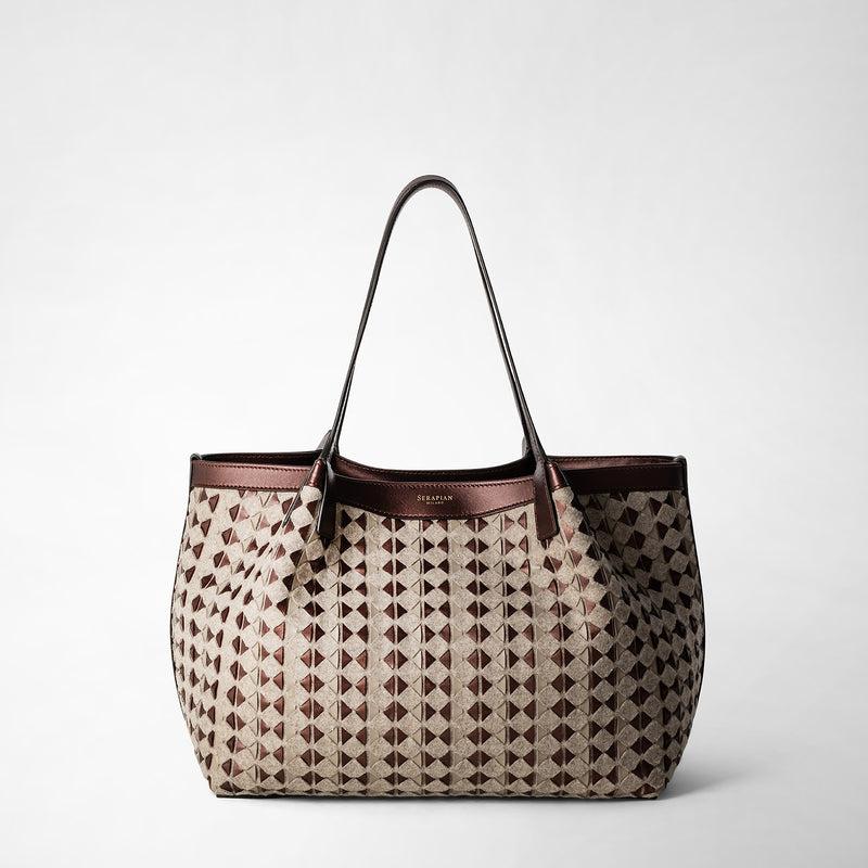 Serapian TOTE BAG SECRET PICCOLA IN LANA E MOSAICO Nuovo