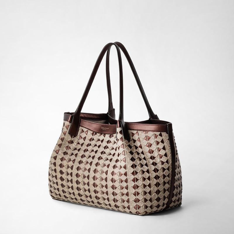 Serapian TOTE BAG SECRET PICCOLA IN LANA E MOSAICO Nuovo