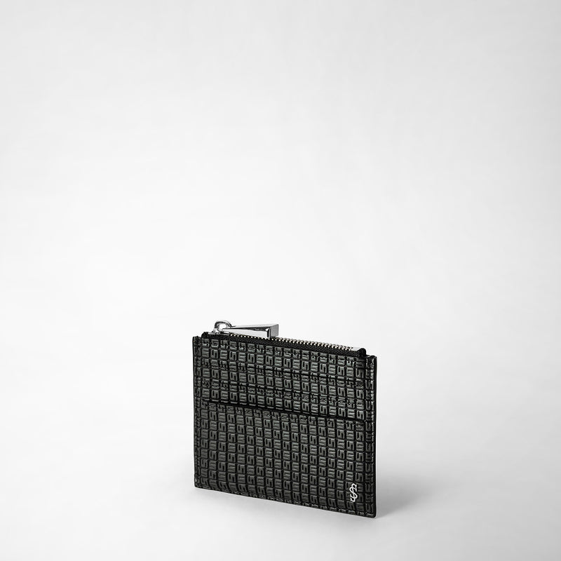 Serapian Zip card case in stepan asphalt black 2025