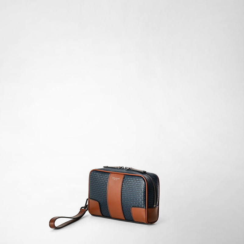 Serapian Pochette in stepan 72 blu oceano-cuoio Saldi