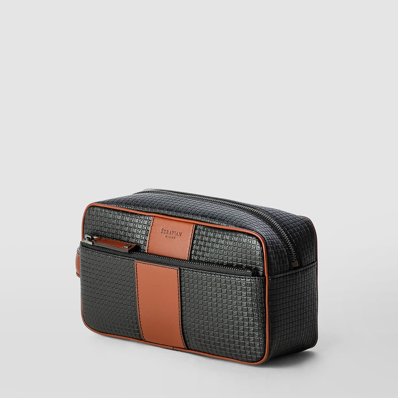 Serapian Washbag in stepan 72 black-cuoio Cyber Monday