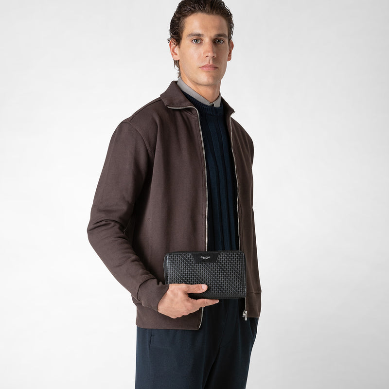Serapian POCHETTE DA VIAGGIO CON ZIP DOPPIA IN STEPAN Offerta natalizia