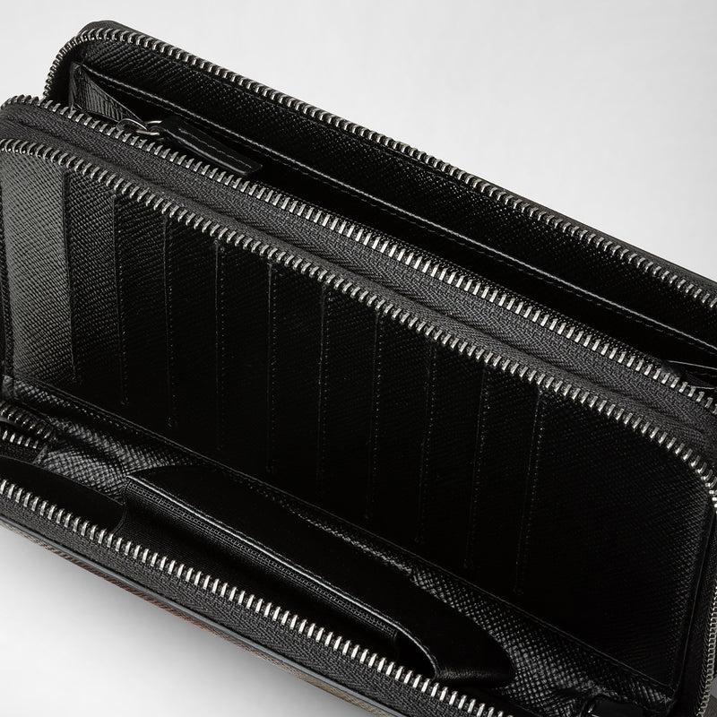 Serapian Pochette viaggio zip doppia pelle evoluzione nero Offerta San Valentino