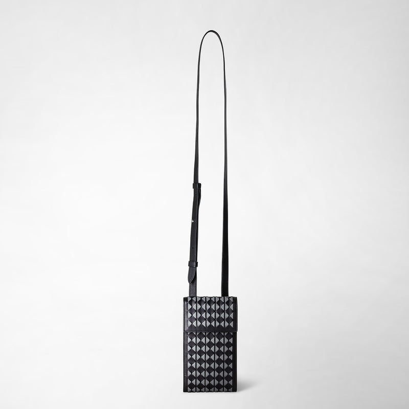 Serapian Phone case with strap in mosaico black asphalt gray Latest fashion