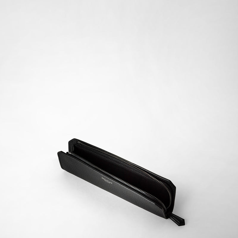 Serapian Pencil case in cachemire leather eclipse black Offerte esclusive
