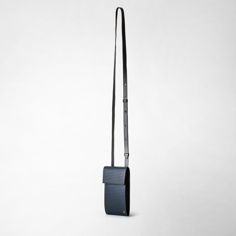 Serapian Custodia per telefono con tracolla in stepan blu oceano-nero Nuovi prodotti