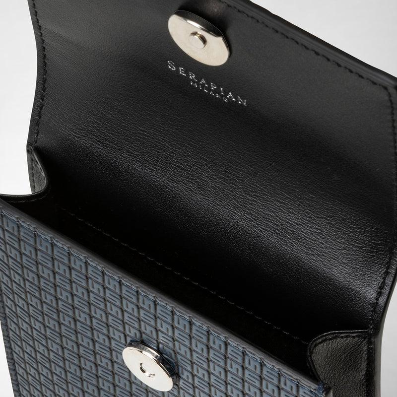 Serapian Custodia per telefono con tracolla in stepan blu oceano-nero Nuovi prodotti