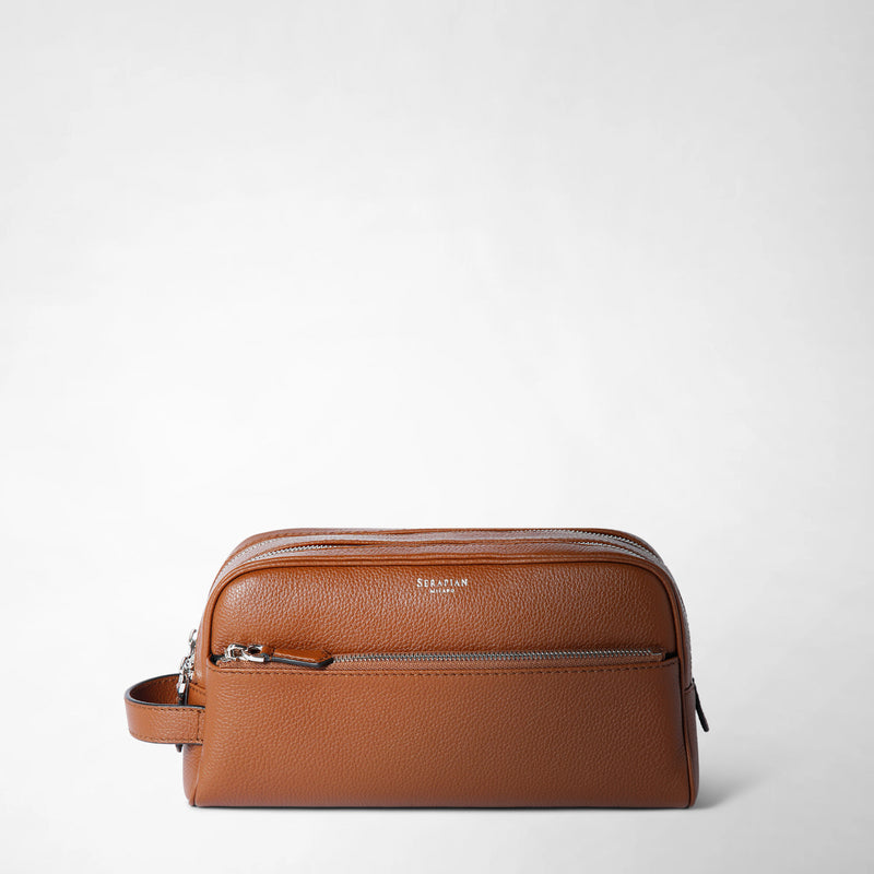 Serapian TROUSSE DA BAGNO CON DOPPIA ZIP IN PELLE CACHEMIRE Qualità Garantita