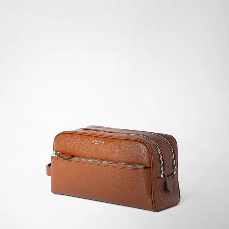 Serapian TROUSSE DA BAGNO CON DOPPIA ZIP IN PELLE CACHEMIRE Qualità Garantita