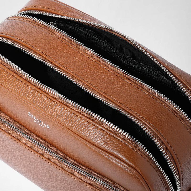 Serapian TROUSSE DA BAGNO CON DOPPIA ZIP IN PELLE CACHEMIRE Qualità Garantita
