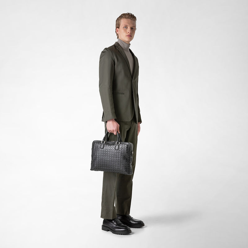 Serapian Extra slim briefcase in mosaico black Vendita Calda