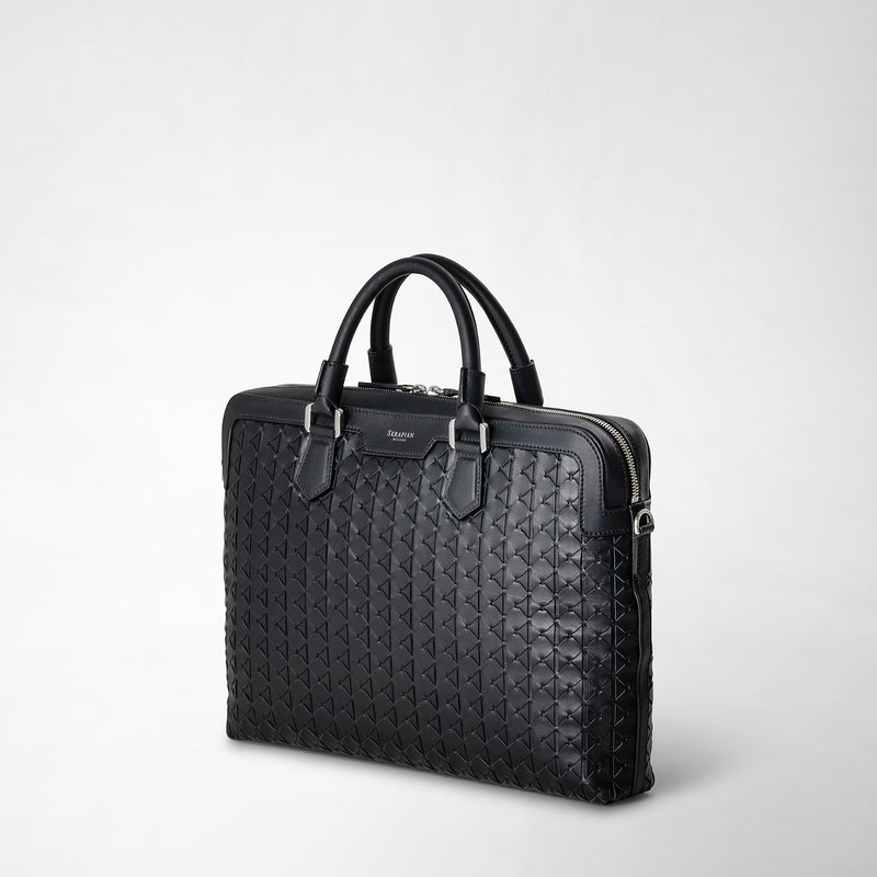 Serapian Extra slim briefcase in mosaico black Vendita Calda