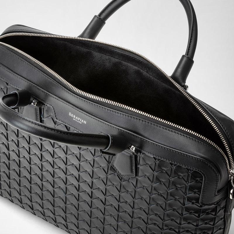 Serapian Extra slim briefcase in mosaico black Vendita Calda