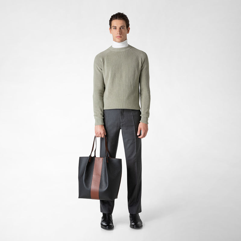 Serapian Borsa shopping vertical secret stepan 72 nero-cuoio Vendita Economica