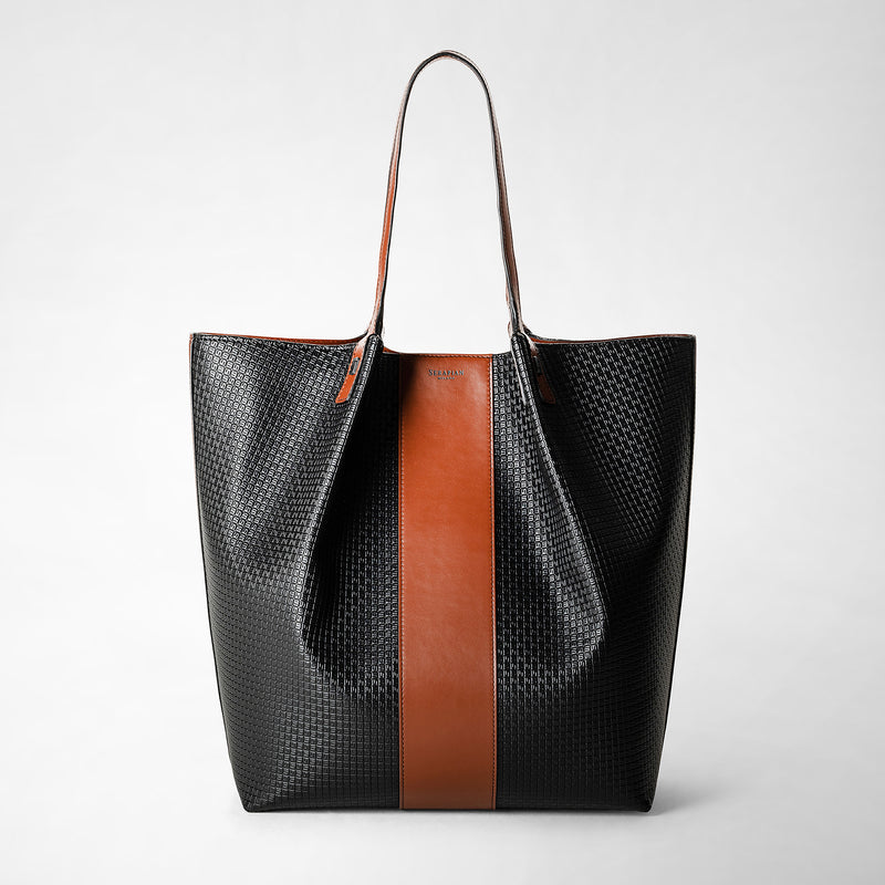 Serapian Borsa shopping vertical secret stepan 72 nero-cuoio Vendita Economica