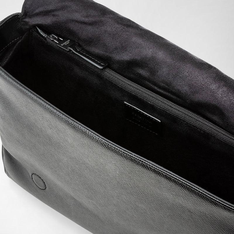 Serapian Borsa messenger piccola in pelle evoluzione nero eclissi Saldi Di Fabbrica