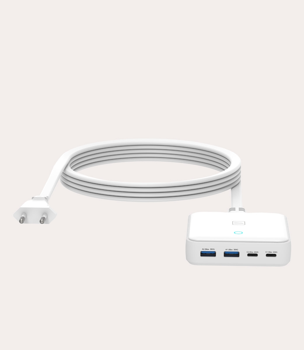 Tucano Cricabatteria 4 porte da scrivania da 65W USB-A/USB-C GaN con cavo da 1 5 mt e presa EU Fino Al -60%